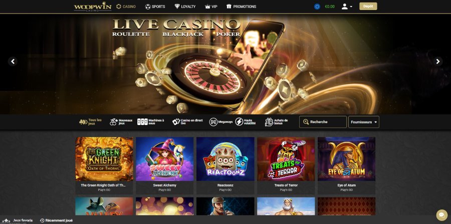 WoopWin Casino page d'accueil