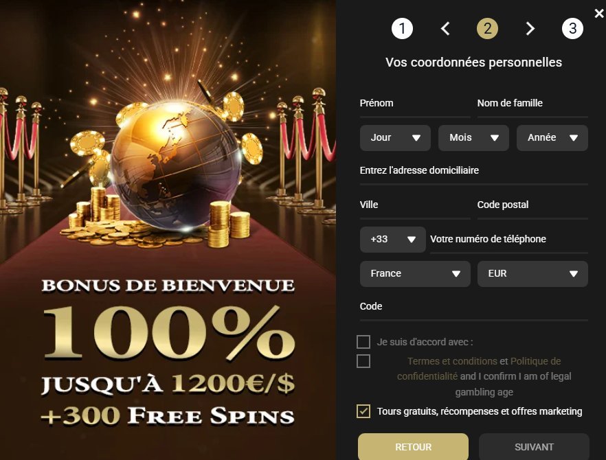 WoopWin Casino inscription étape 2
