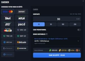 Aerobet Casino page dépôt