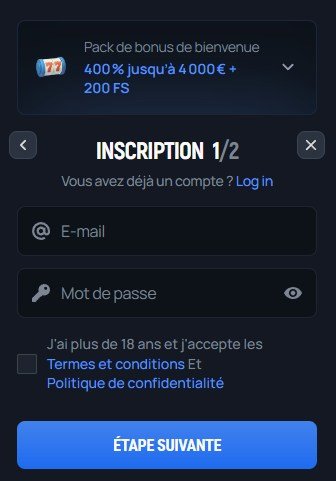 Aerobet Casino inscription 2/3