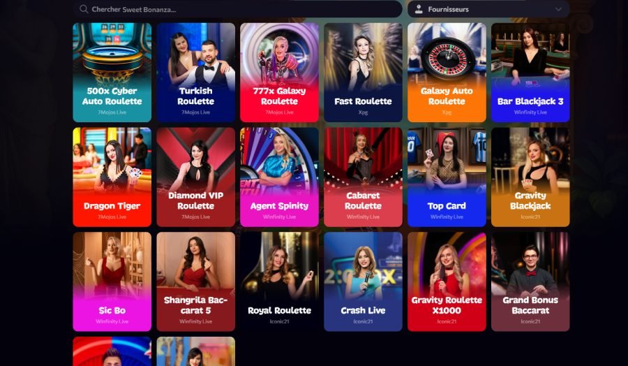 Aphrodite Casino page de casino en direct