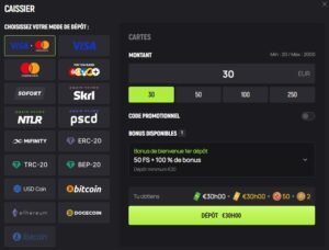 Avocasino page de dépôt