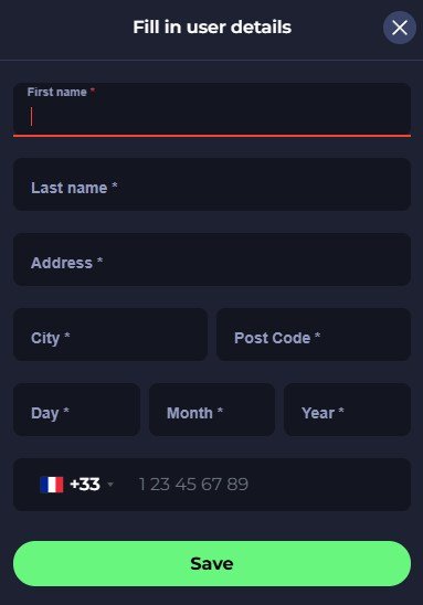 PitBet Casino page d'inscription 2/2