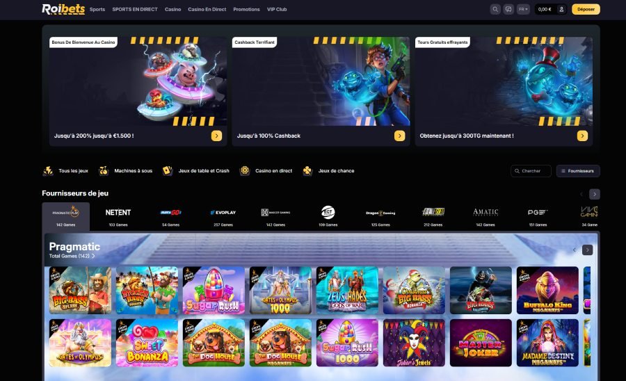 Roibets Casino page d'accueil