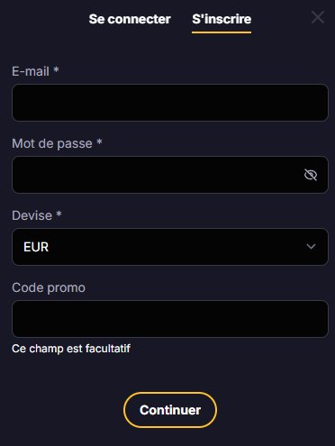 Roibets Casino page d'inscription 1/2
