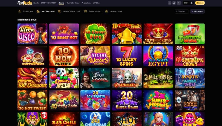Roibets Casino page des machines à sous