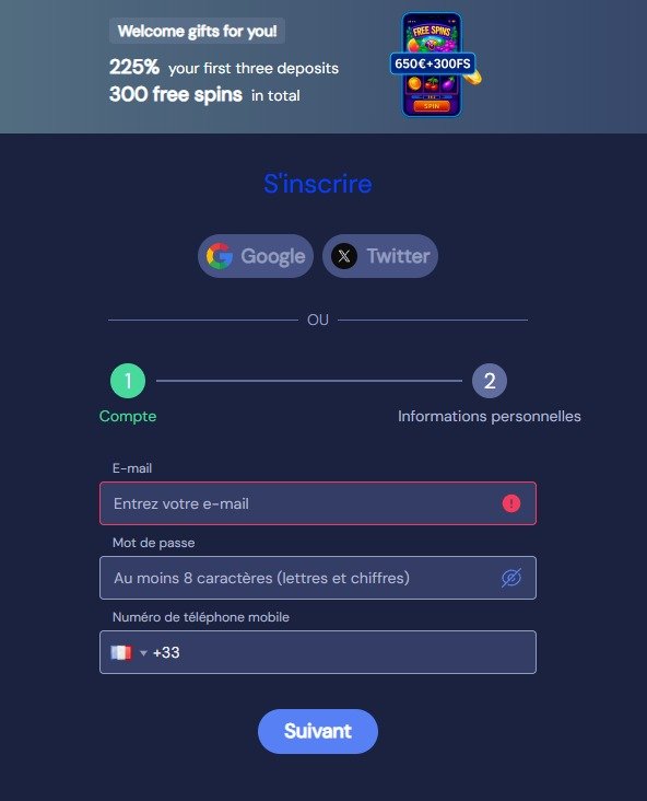 SlotNeo Casino inscription1/2