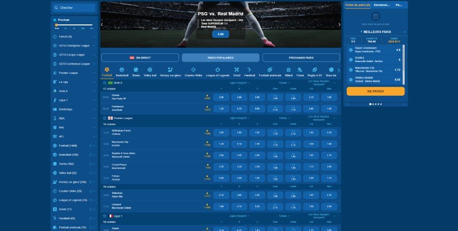 WinBay Casino page des paris sportifs
