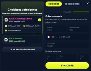 Winzter Casino page d'inscription 2/2