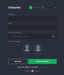 GoldenPlay Casino page d'inscription 2/3