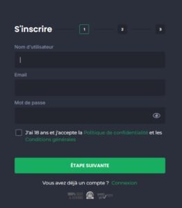 GoldenPlay Casino page d'inscription 1/3