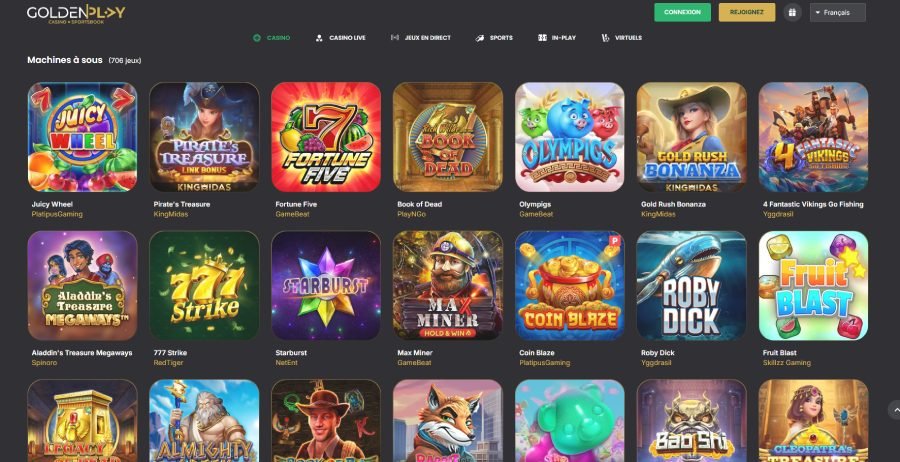 GoldenPlay Casino page machines à sous