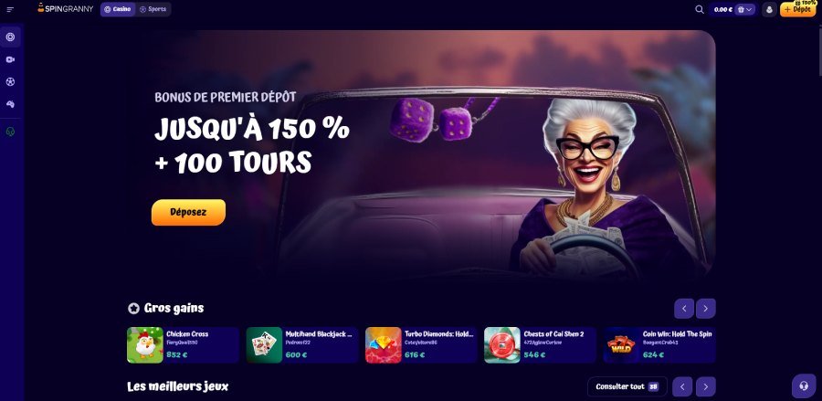 Spingranny Casino page d'accueil