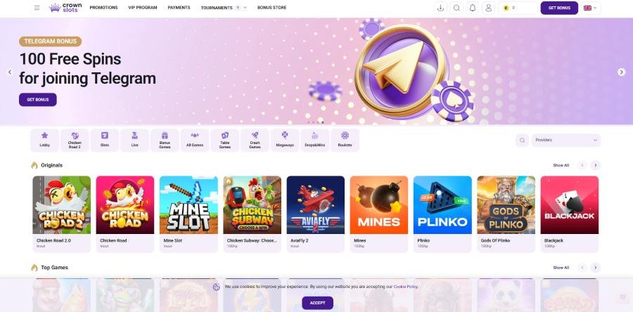 Crown Slots Casino accueil