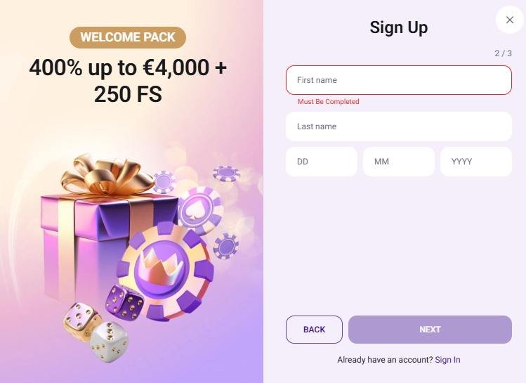 Crown Slots Casino inscription 2/3