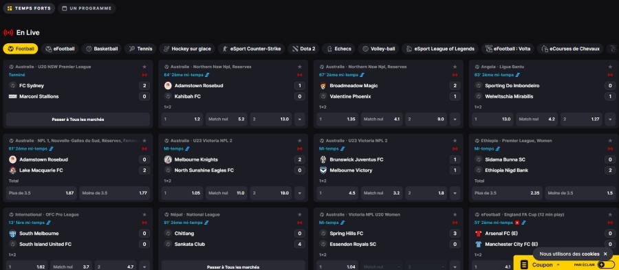 Winhero Casino page sports et e-sports