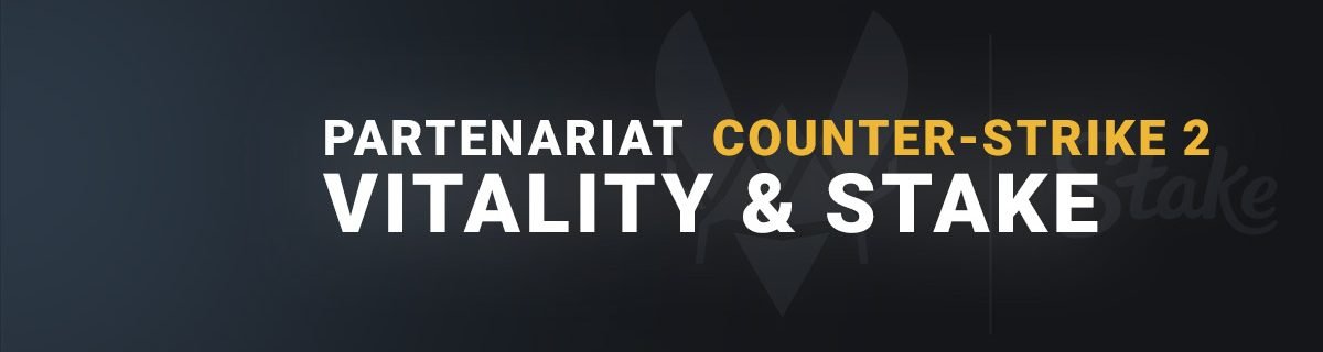 Bannière Vitality x Stake sponsor équipe CS2